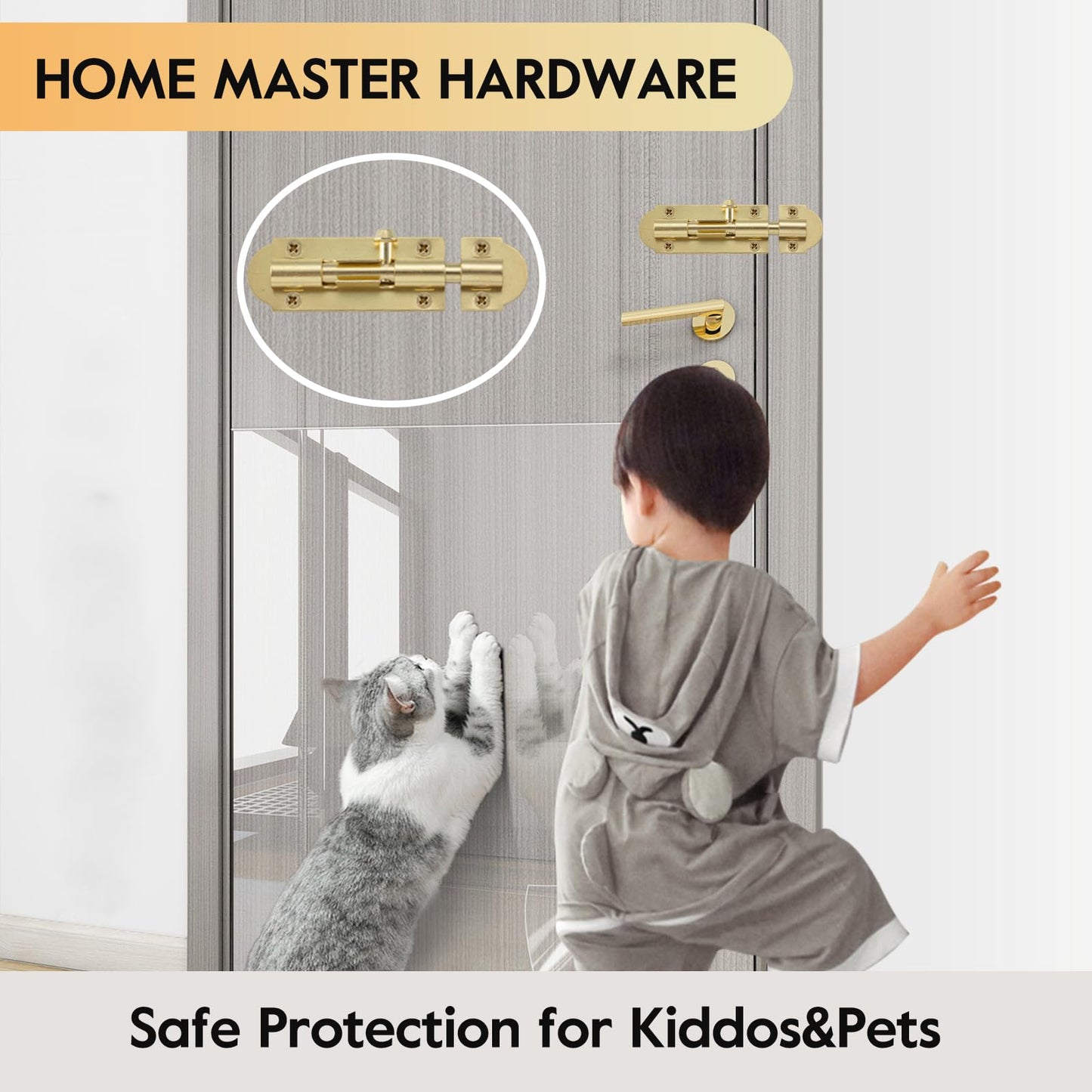 HOME MASTER HARDWARE 4 Pack Brass Plated Sliding Bolt Lock,3 in Barrel Bolt Latch for Door Chest Window Fence