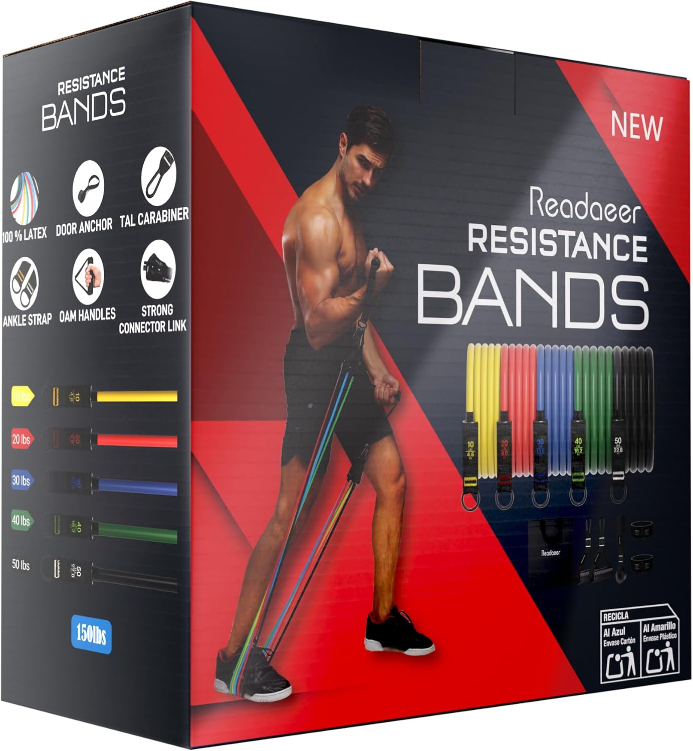 Readaeer Resistance Bands - Versatile Exercise Bands with Handles for Indoor & Outdoor Workouts