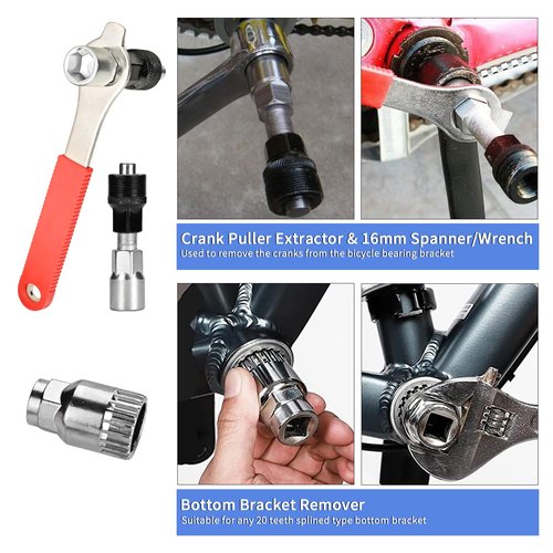 Bike Tool Kit, 10Pcs Professional Bike Repair Tools for Mountain Bike with 3-in-1 Cassette Remover Wrench Crank Puller Extractor Bottom Bracket Freewheel Remover Chain Breaker Tool Bag