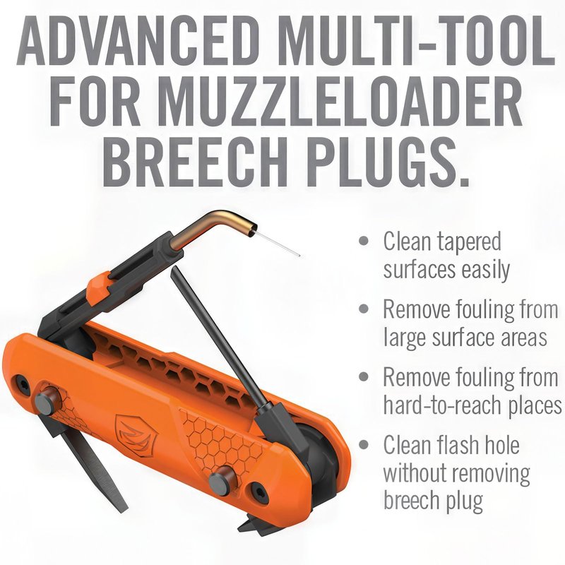 Real Avid Breech Plug 4-in-1 Scraper - Multi Tool for Muzzleloader Cleaning, Features 1.4" Scraper, 2 Fouling Scrapers & 1.3" Wire for Carbon Cleaning