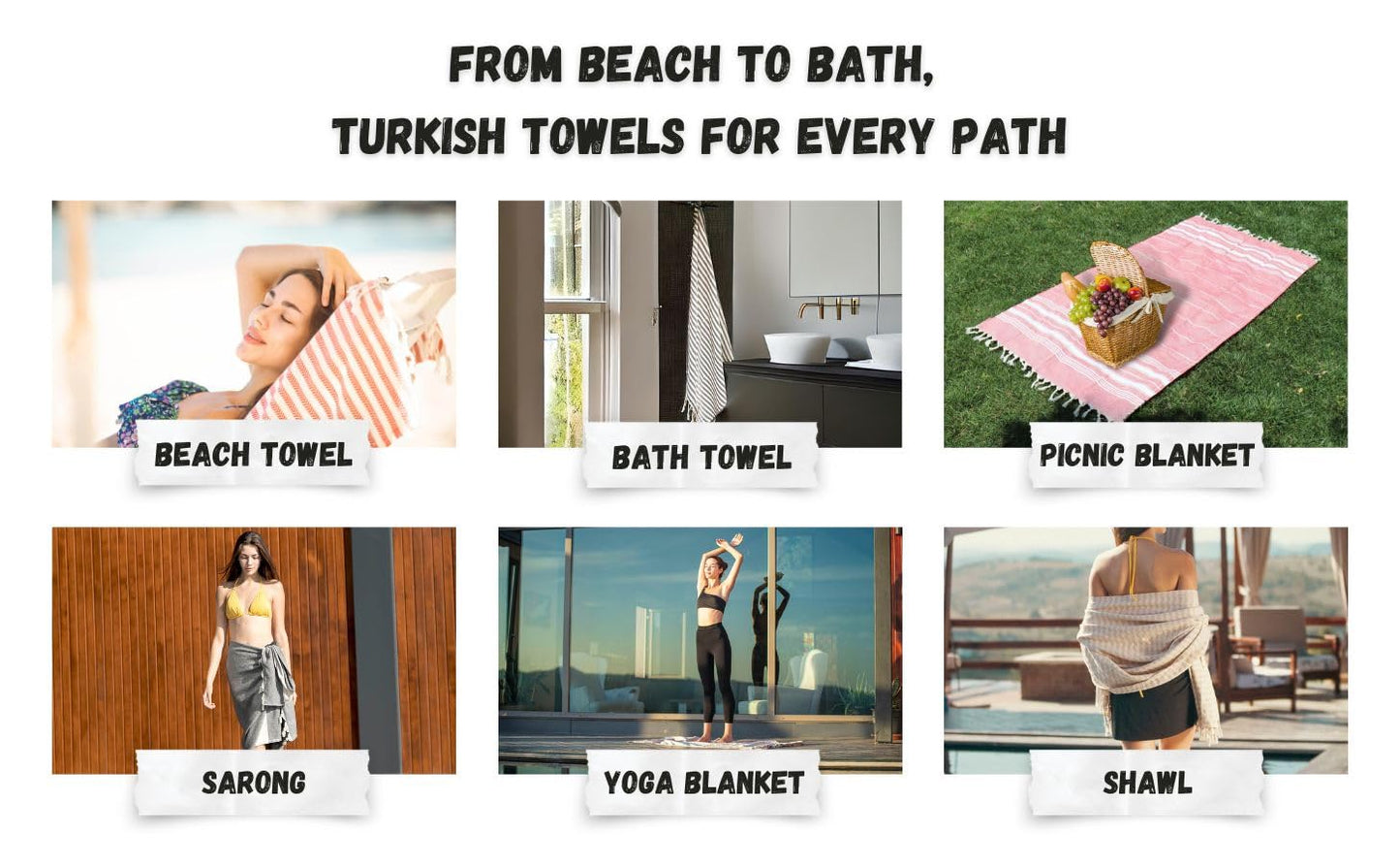 Bazaar Anatolia Turkish Beach Towel, 100% Cotton, 71x39 in, Arpa Grey