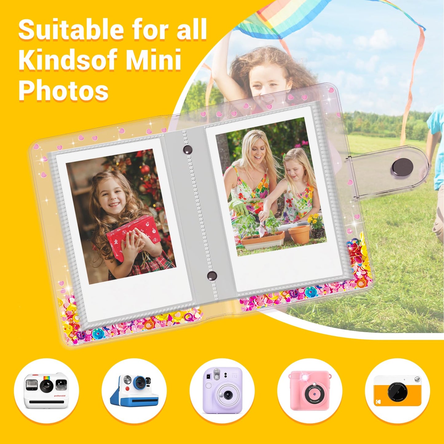 Small Photo Album 2x3 for Instax Mini Series Instant Film, 3 Inch Mini Photo Album for Polaroid Snap, SocialMatic Instant Cameras & Zip Printer, Gift for 3~10 Year Old Girl(Holds 60 Photos)