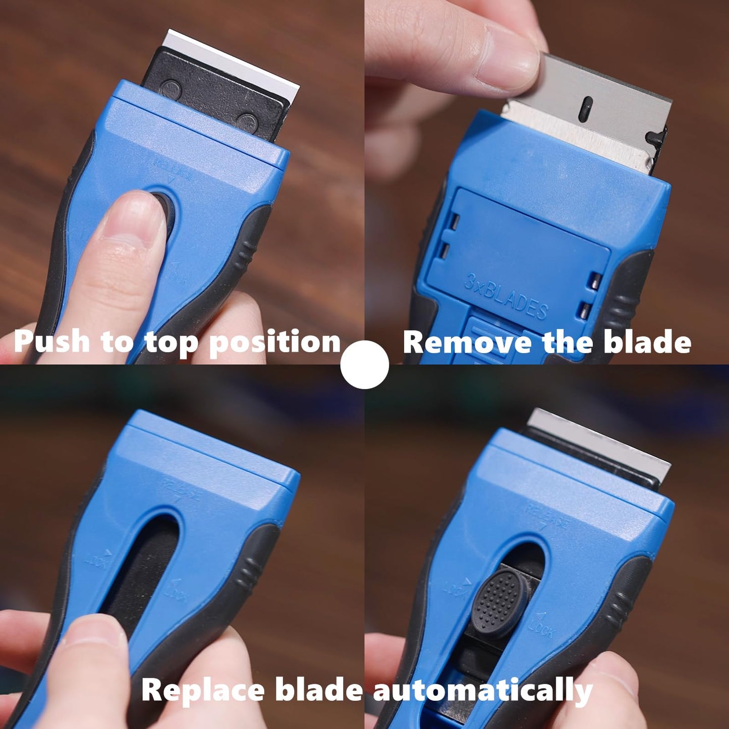 Nova Auto-load Razor Blade Scraper With 16 Extra Standard Razor Blades, Ergonomic Handle, Blades Storage, Cleaning Plastic Scraper Tool for Glass Stove Top, Paint, Window, Oven Door and Cooktop