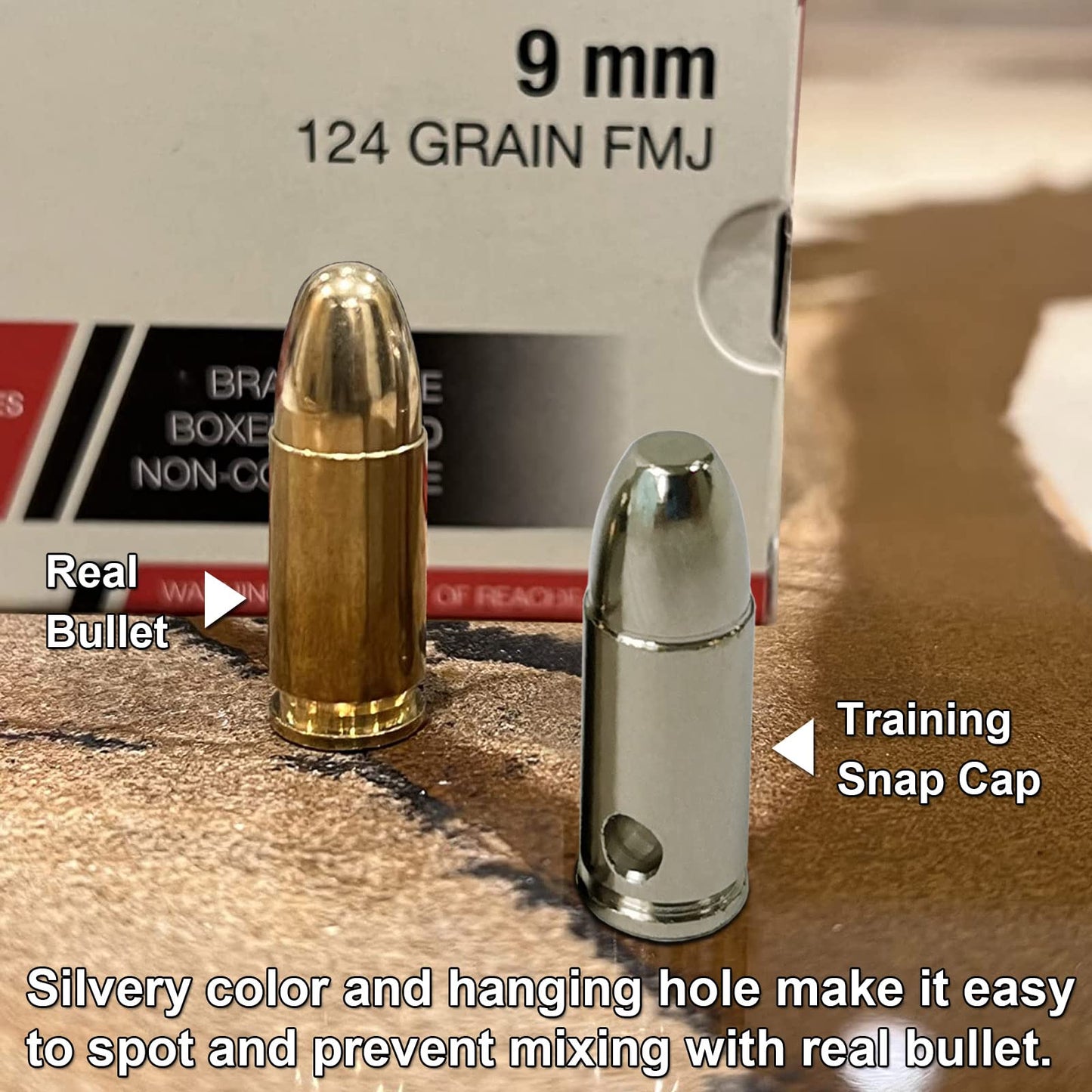 Angeebin Training Snap Caps for Dry Fire Training Dummy Rounds Practice Safe Loading Firing (9MM-10pcs)