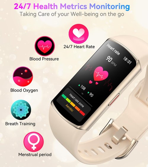 Smart Watch Fitness Tracker with 24/7 Heart Rate, Blood Oxygen Blood Pressure Monitor Sleep Tracker 120 Sports Modes Activity Trackers Step Calorie Counter IP68 Waterproof for Andriod iPhone Women Men