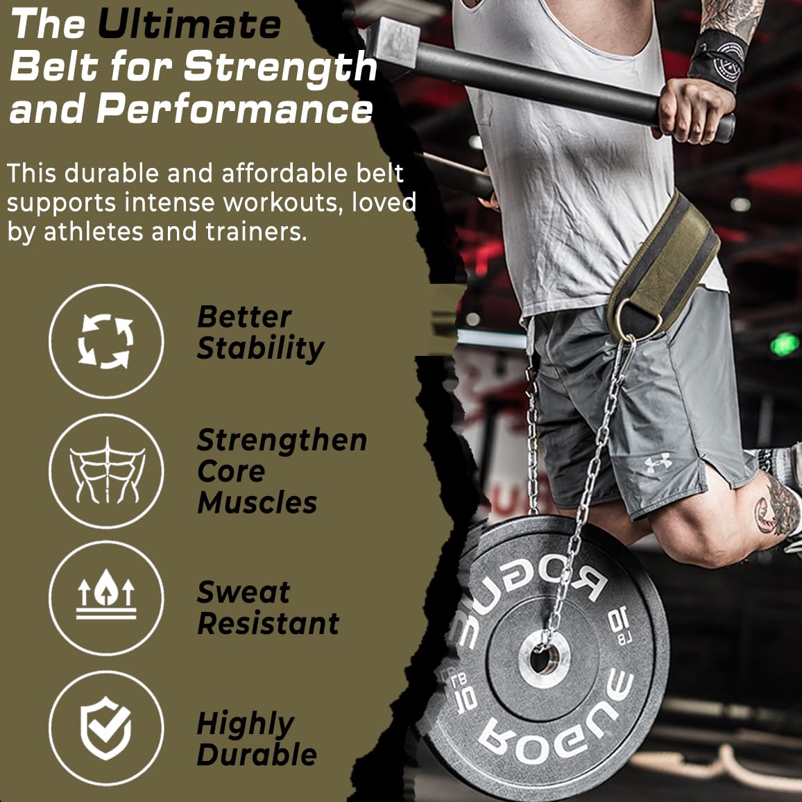 Dip Belt for Weightlifting, Weight Belt for Pull-Ups, Powerlifting, Squats, and Bodybuilding – Heavy-Duty Steel Chain, Neoprene Support, Lifts up to 650 lbs.