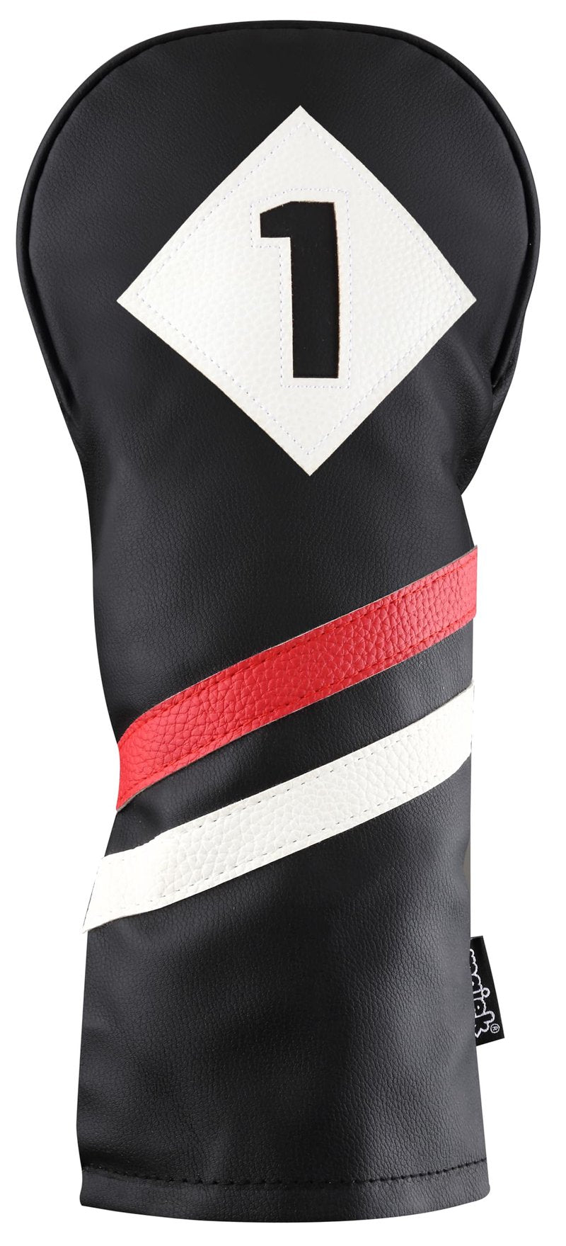 Majek Retro Golf Headcovers Black Red and White Vintage Leather Style 1 3 H Driver Fairway Wood and Hybrid Head Cover Classic Look