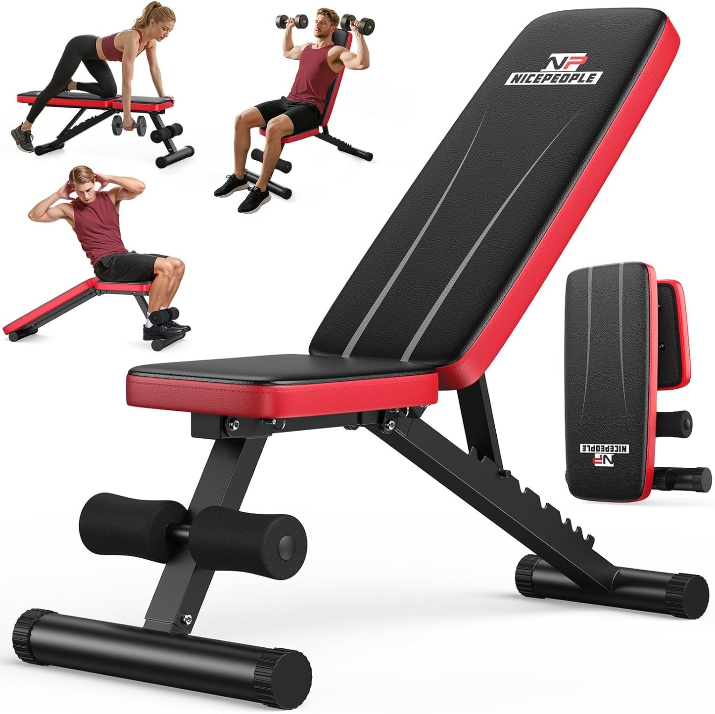 NICEPEOPLE Adjustable Weight Bench - 660LBS Capacity | Compact & Foldable for Home Gym