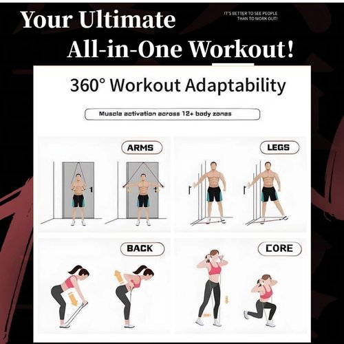 Latex Resistance Bands Set, 20-60 lbs (5 Tubes) with Handles, Odor-Free & Ankle Straps & Door Anchor - Premium Fitness Bands for Home Gym, Strength Training, Physical Therapy