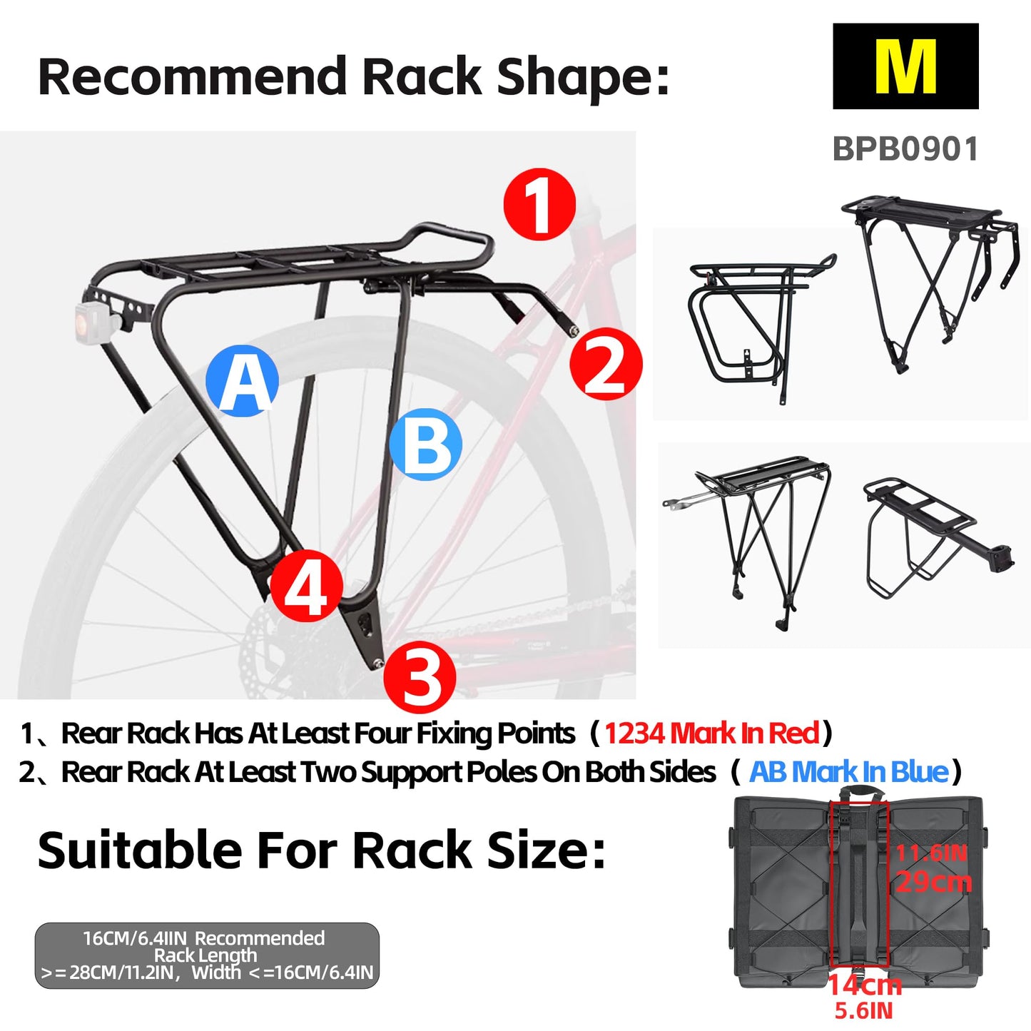 Rhinowalk Bike Pannier Bag 22L Double Pannier Bags Saddle Bags for Rear Rack Bicycles With Carrying Handle Professional Cycling Accessories-Black