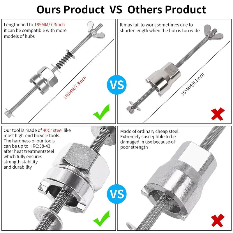 PACYTION Bike Freehub Remove Install Tool, Stainless Steel Bicycle Freehub Body Removal Tool, Bike Free Hub Quick Disassemble Tools for MTB Road Bikes Bike Repair Accessory