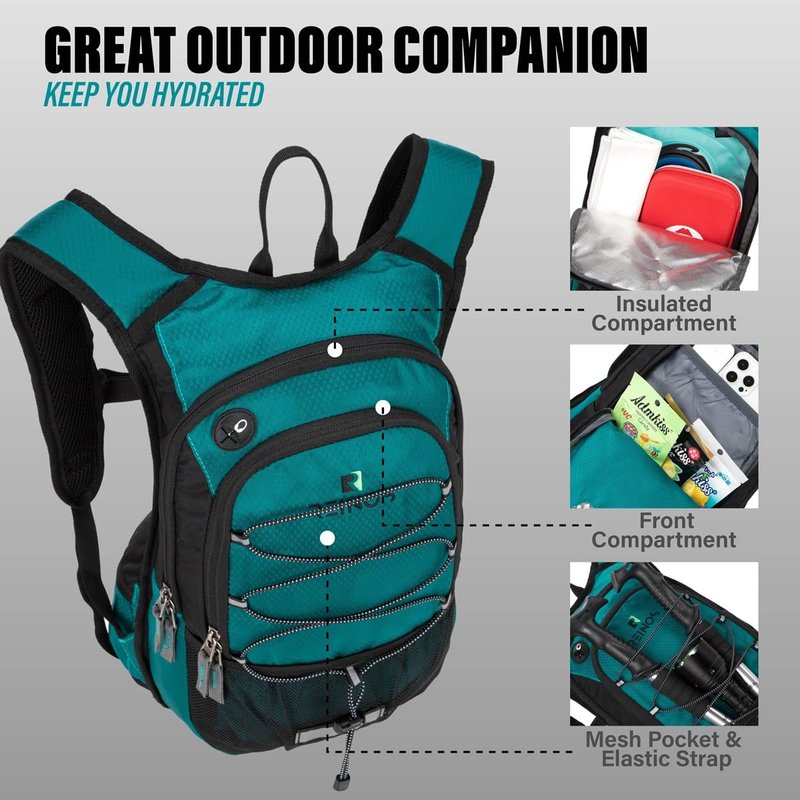 Hydration Pack Backpack with 3L Water Bladder for Men & Women, Hiking Daypack with Thermal Insulation | Running, Cycling, Camping, Skiing, Outdoor Activities (Emerald)