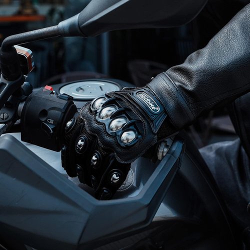 ILM Motorcycle Racing Gloves - Alloy Steel Touchscreen Design for Enhanced Grip | Black Size M