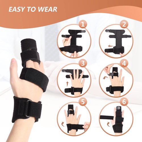 Scurnhau Trigger Finger Splint Finger Brace for 2 Fingers Reversible Finger Splints for Mallet Finger Broken Finger Arthritis Metacarpal Fracture Hand Brace with Finger Support Joints Immobilizer-S/M