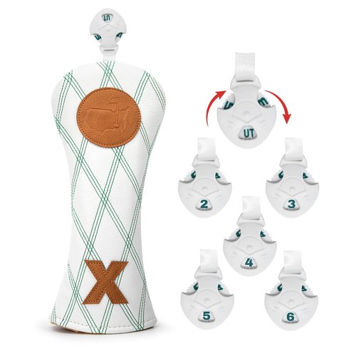 USA Golf Headcover Premium PU Leather Driver Headcover Fairway Wood Hybrid Rescue Head Club Head Cover 1pc or 3pcs Golf Accessories for Men Golfer (Hybrid Cover x1)