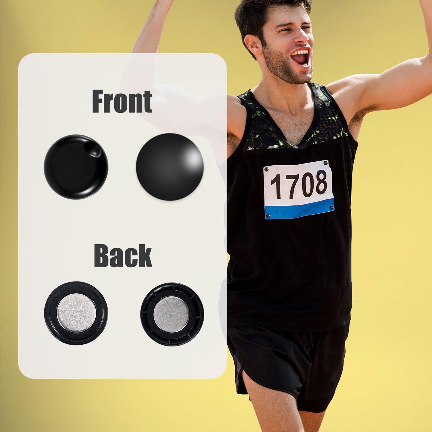 10 Pairs Magnetic Race Bib Clips, Marathon Race Number Buckle Running Bib Magnets Racing Bib Fixing Clips Bib Snaps Bib Pins for Runners Field Triathlon Cycling Competition