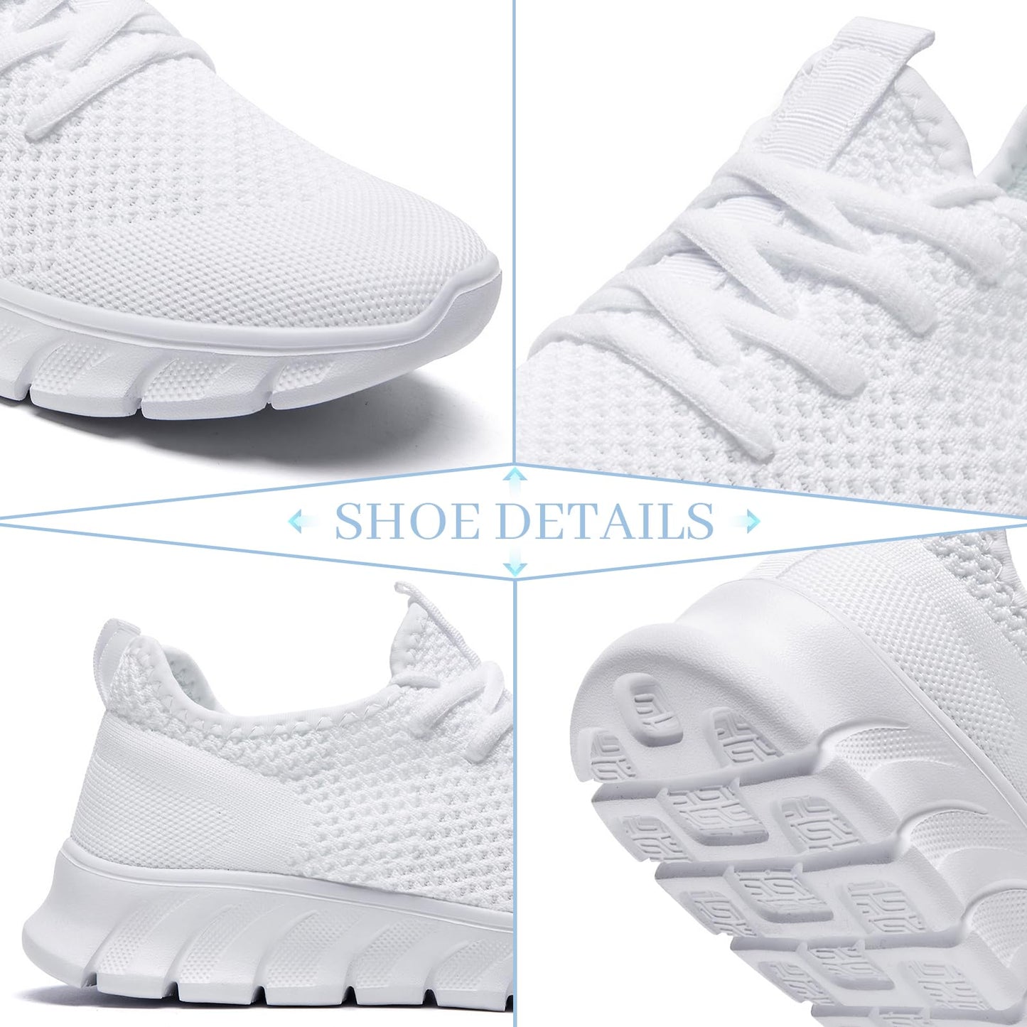 RJYWGS White Sneakers for Women Men Tennis Shoes Running Gym Sneaker Slip On Walking Lightweight Athletic Workout Fashion Sports Shoes White Size Women 6/ Men 5