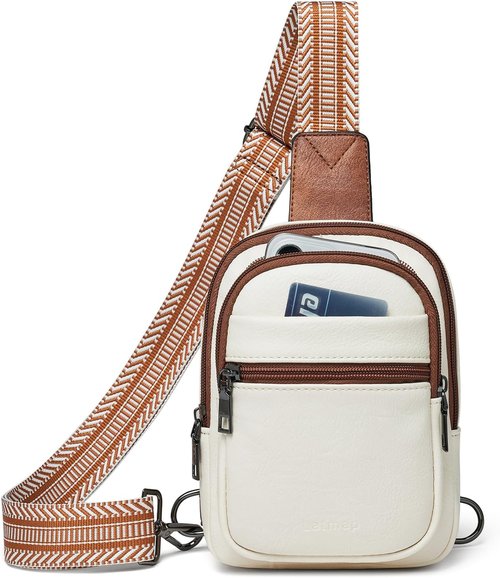 LATMAP Sling Bag - Women's Faux Leather Casual Daypack | Small Crossbody Backpack Purse