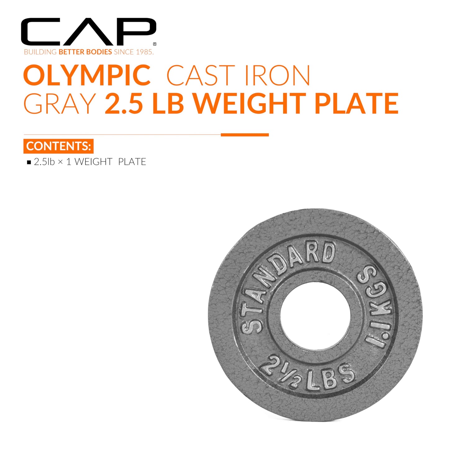CAP Barbell Olympic 2-Inch Weight Plate, Gray