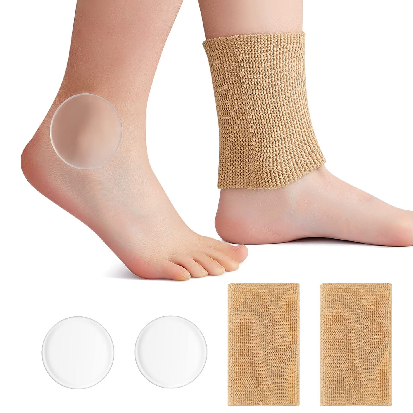 Sratte 4 Pcs Ankle Pads Gel Sleeve Padded Ice Skating Socks Ankle Protector Support Brace Pad Skateboard Accessories for Skating Riding Support Socks(Round)