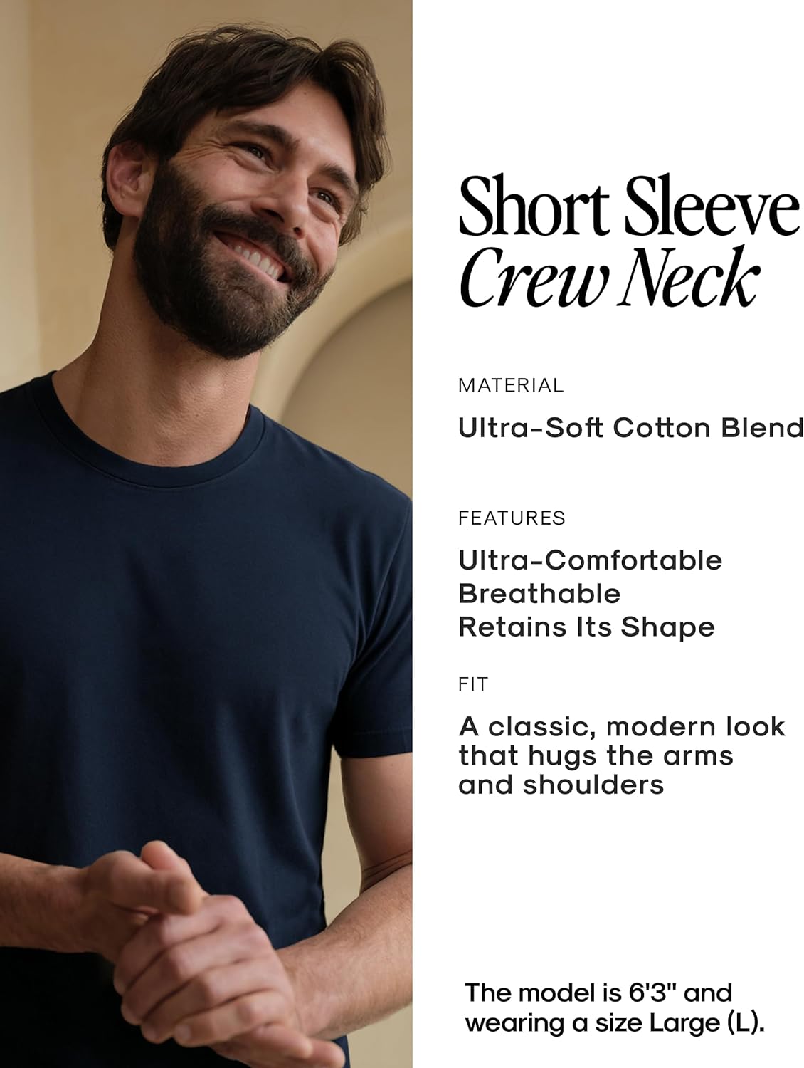 True Classic Men's T-Shirts - Short Sleeve Crew Neck Cotton Blend Tees | Stylish & Comfortable