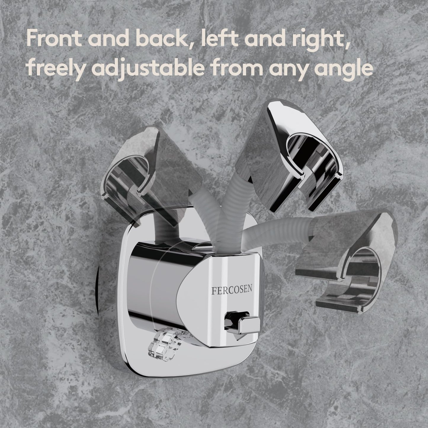 FERCOSEN 360° Swivel Shower Head Holder with Suction Cup | 10kg Load Capacity, Tool-Free Installation in Seconds | Removable and Rust-Resistant Shower Bracket