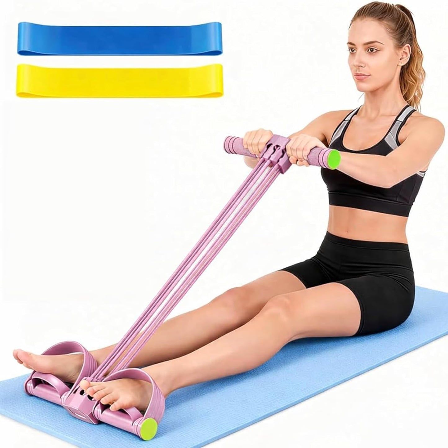 Pedal Resistance Band - Upgrade 6-Tube Detachable Yoga Bands for Full Body Stretching & Shaping