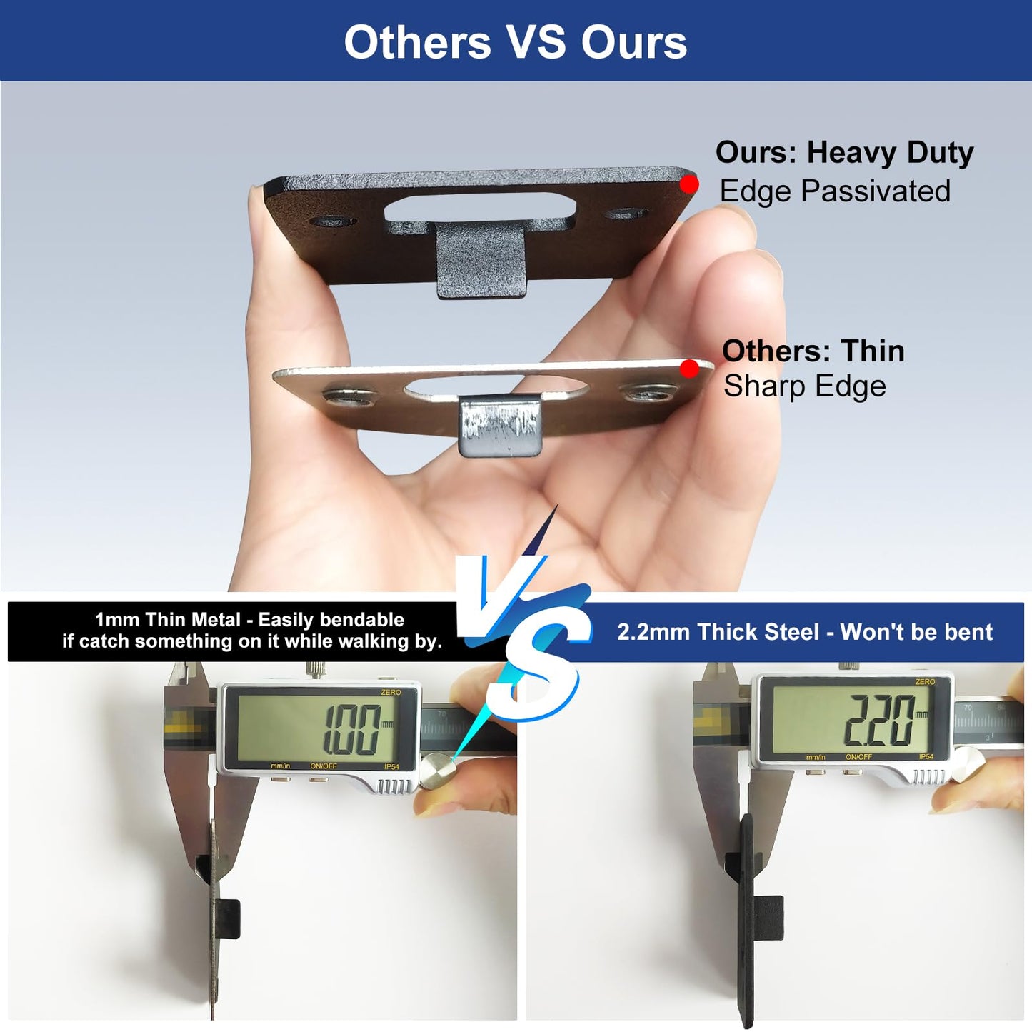 MOSECYOU Extended Lip Strike Plate 2-1/4" x 2-1/4", Heavy Duty Version with Reinforced Torx/Star Screws & Bit, Door Latch Extender Striker, Exterior/Interior Restorer Kit (Oil Rubbed Bronze, 1 Pack)