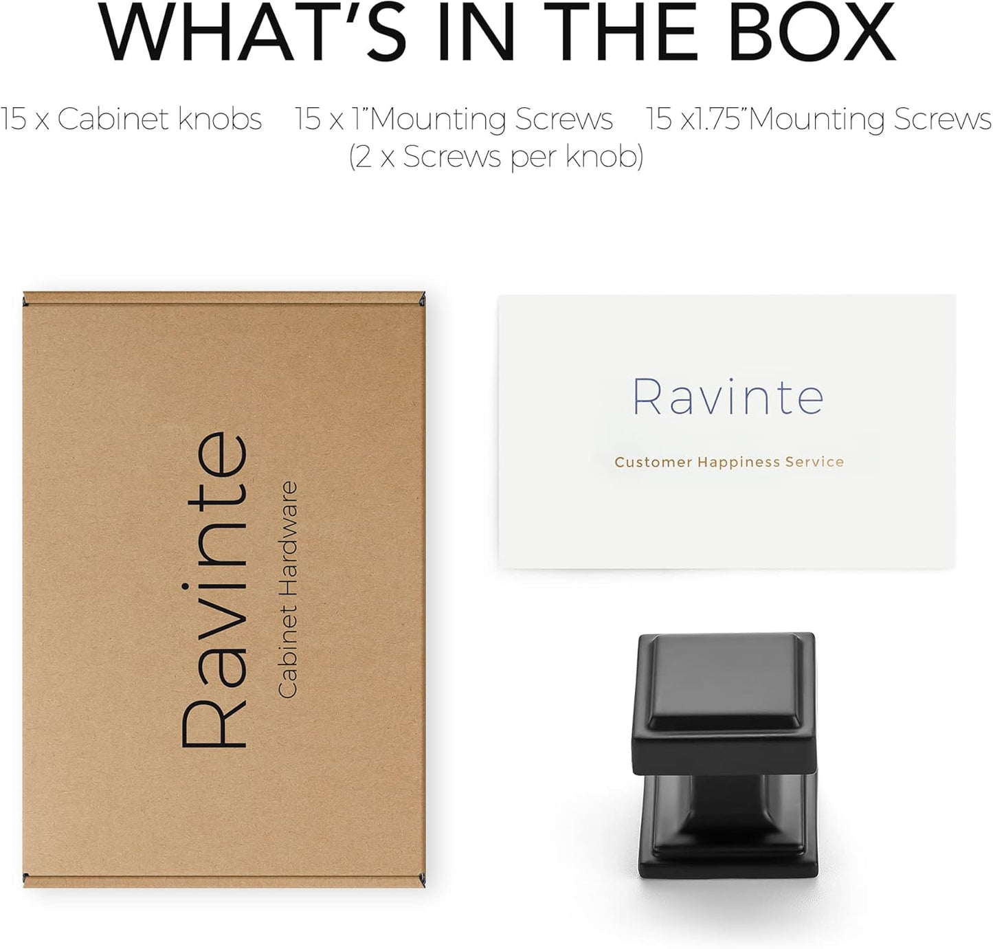 30 Pack Matte Black Square Kitchen Cabinet Knobs - Modern Zinc Drawer Pulls & Handles