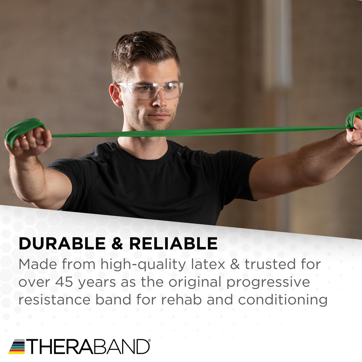 THERABAND Professional Resistance Band, Green Level 3 Heavy, 5 ft Exercise Band for Physical Therapy, Strength Training, Upper and Lower Body Workouts, Yoga and Pilates