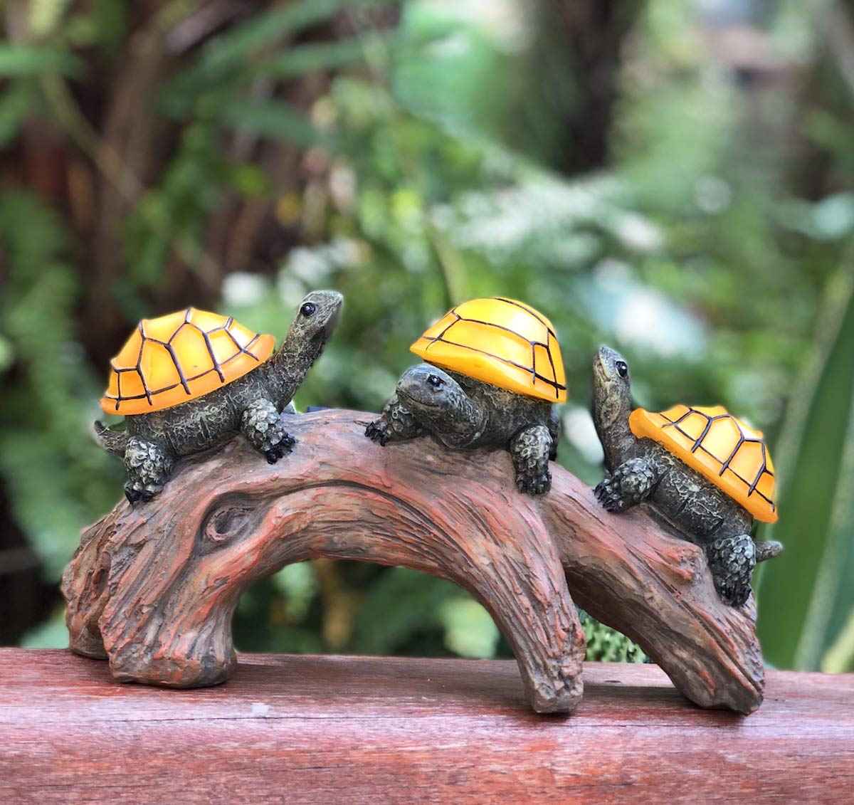 TIBLEN Solar Powered Turtles on Log Outdoor Decor - LED Garden Light, Outdoor Statues, Gifts for Mom, Grandma, Birthday - Turtle Solar Light for Outdoors
