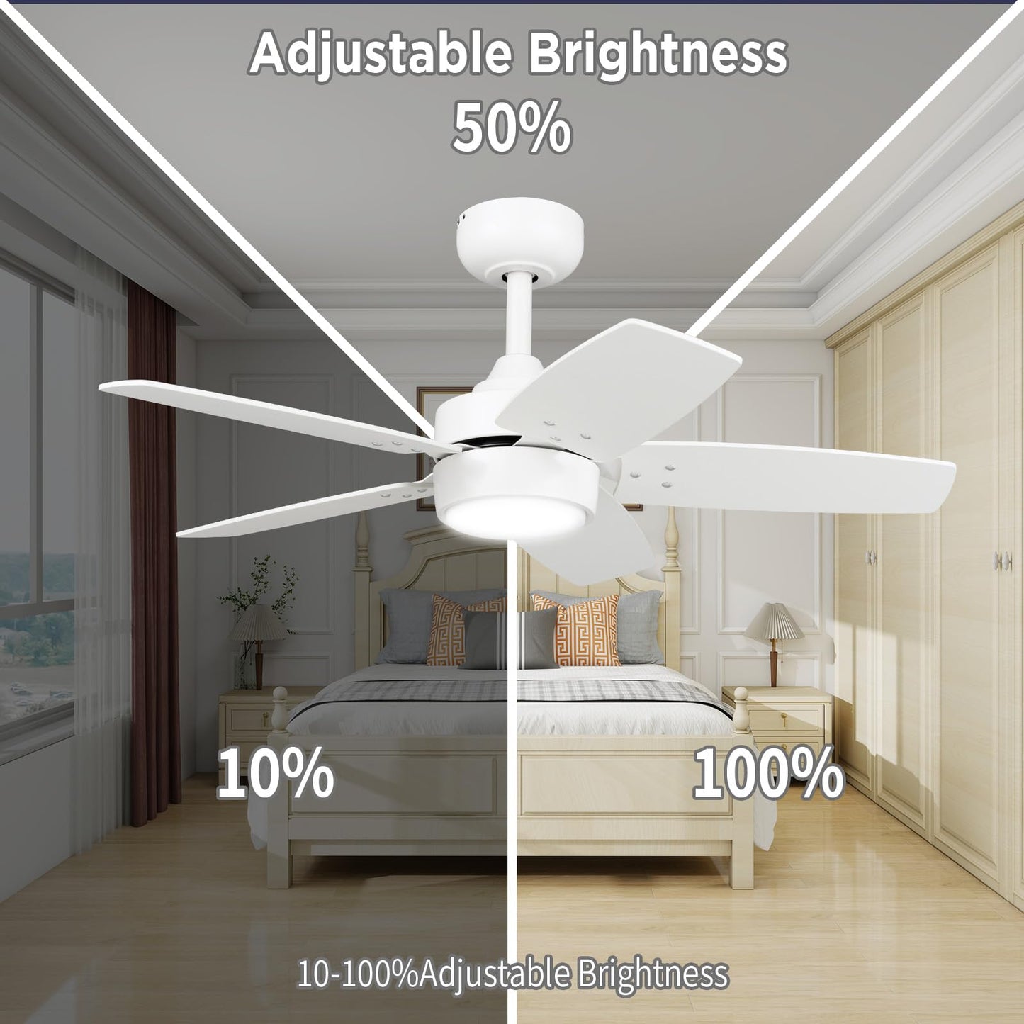 Vagizm Ceiling Fan 36'' for Small Room: Matte White Modern Fans with Light Remote Control - Reversible Quiet DC Motor Dimmable with 6 Speeds for Dorm Room Bedroom Indoor Outdoor Use