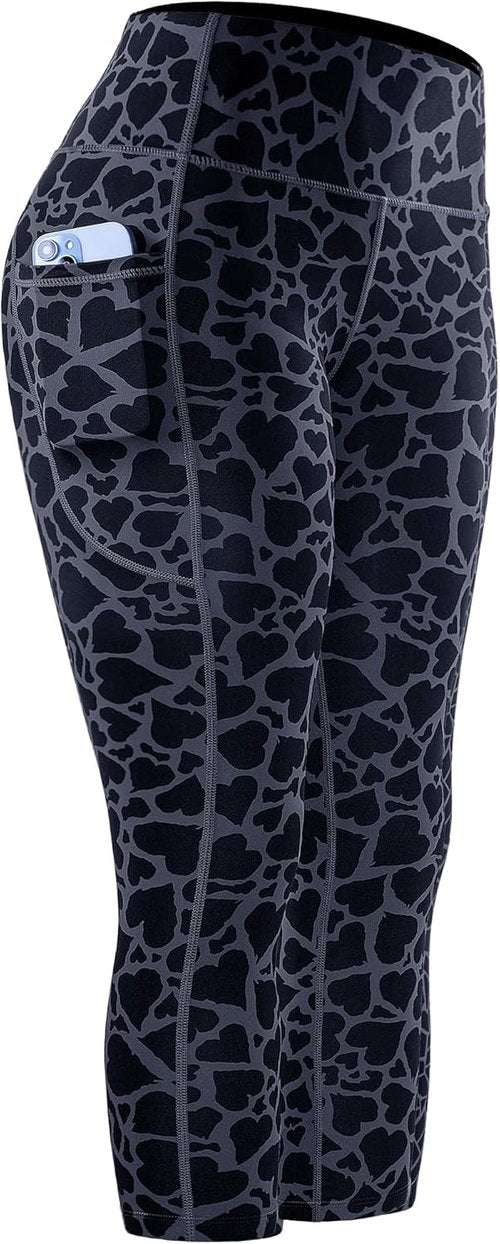 CADMUS High Waisted Workout Leggings - Women's Athletic Yoga Capris with Two Side Pockets