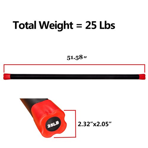 Fitvids Total Body Workout Weighted Bar Weighted Workout Bar Weighted Exercise Bar, 25-Pound