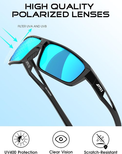ATTCL Polarized Sunglasses - Lightweight TR90 Frame with UV Protection | Anti-Slip Wrap-Around for Sports