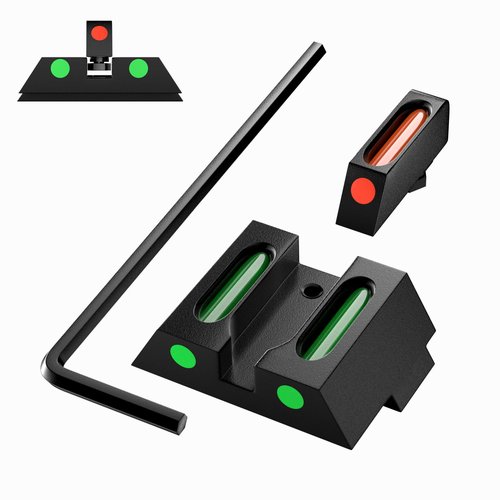 Fiber Optic Sights Front and Rear for Glock 17 17L 19 22 23 24 26 27 33 34 35 38 39 No Tritium 3 Dot Night Sights for Outdoor (Green+Red Dot)