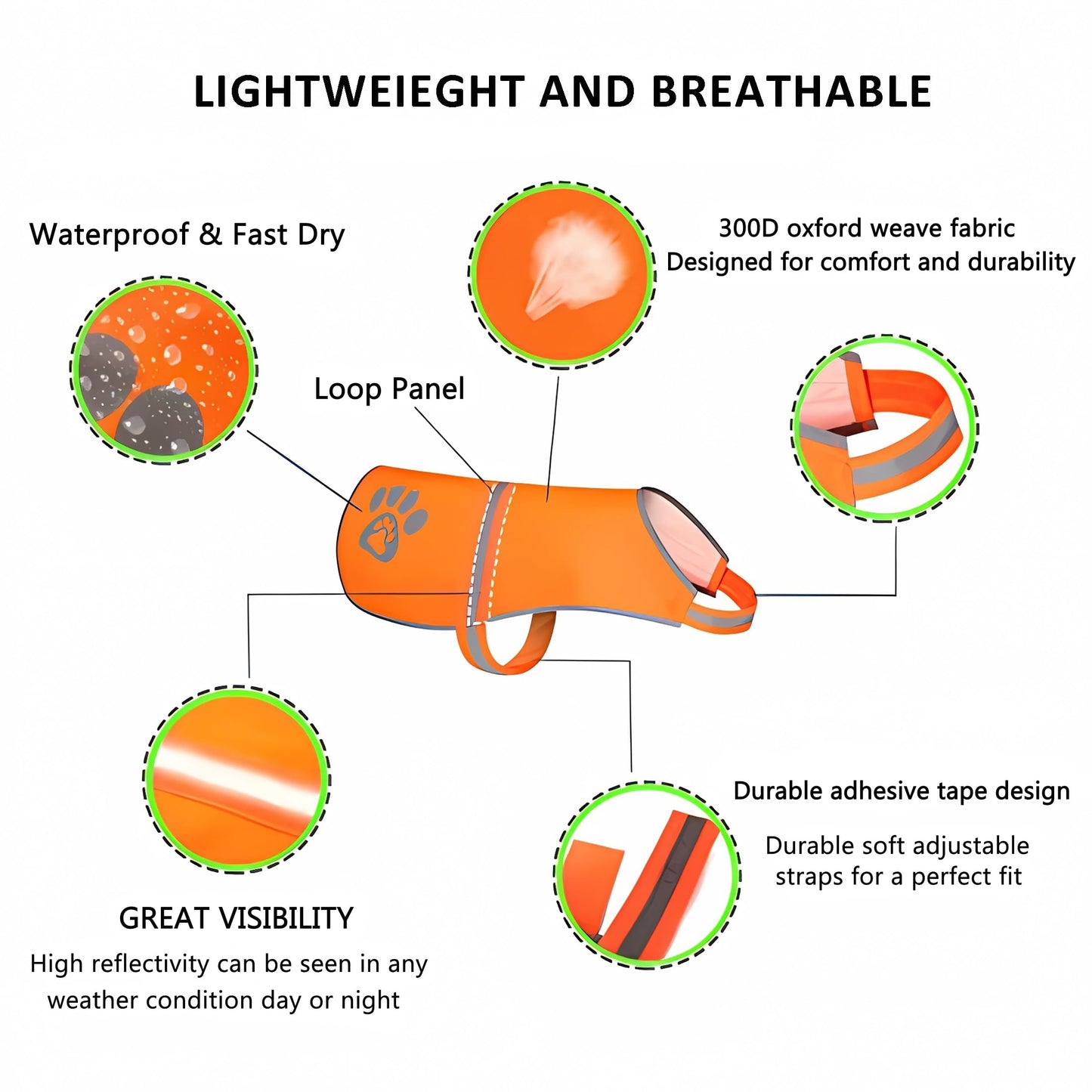 SPOFLY Reflective Safety Vest, High Visibility Keep Dogs Visible Outdoor Activity Day and Night, Hunting and Walking, Jacket for Small, Medium and Large Dogs (Blaze Orange, L)