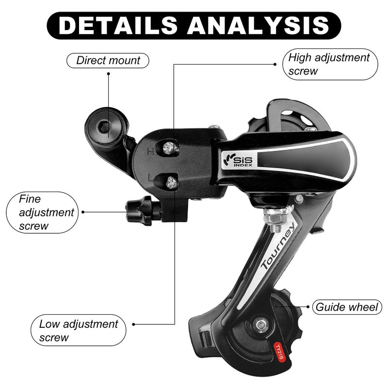 RD-TY21B 6/7 Speed Direct Mount Derailleur for Mountain Tricycle Commuter Cruiser Bike