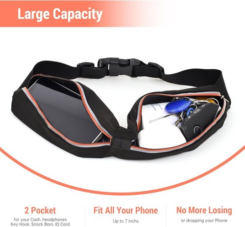 JUMAHE Slim Running Belt - Lightweight Phone Holder Fanny Pack for All Cell Phones | Orange