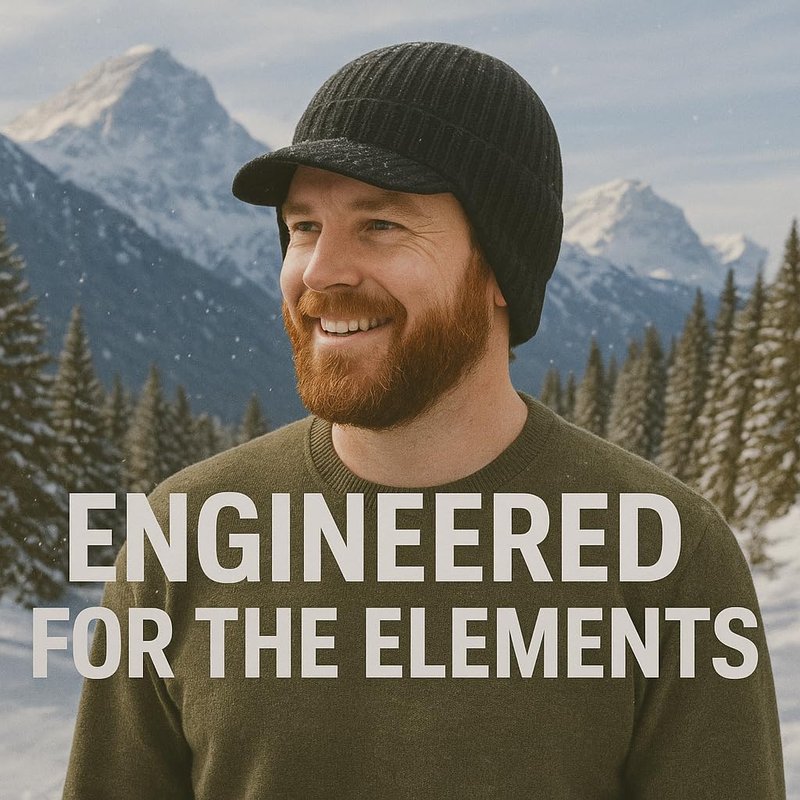 Plus Size M/L/XL/XXL Waterproof Merino Wool Beanie Hat with Brim Ear Flaps Fleece Lined Ski Cap for Cold Weather & Big Heads Black