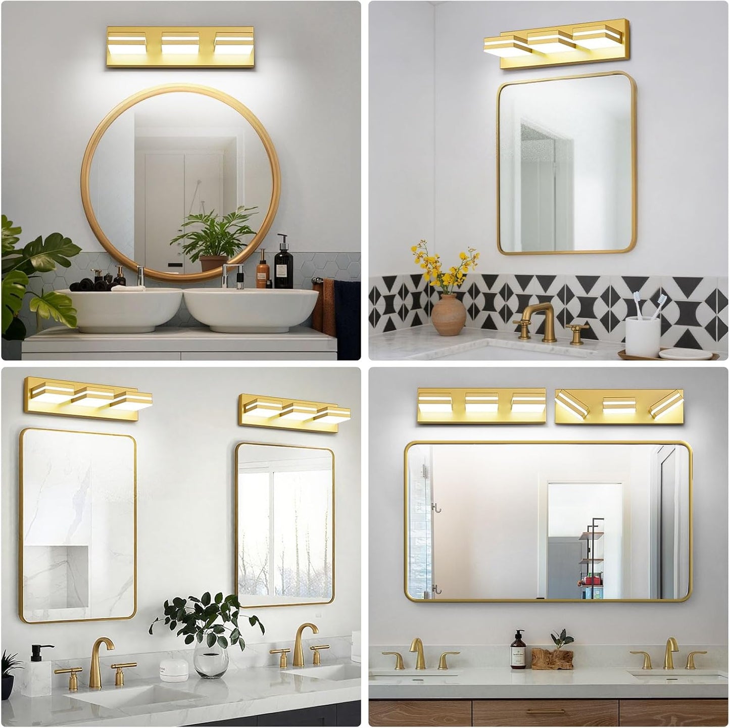 3-Light Modern LED Bathroom Vanity Light Fixture - Black Metal & Acrylic, 16-inch Over Mirror Lighting