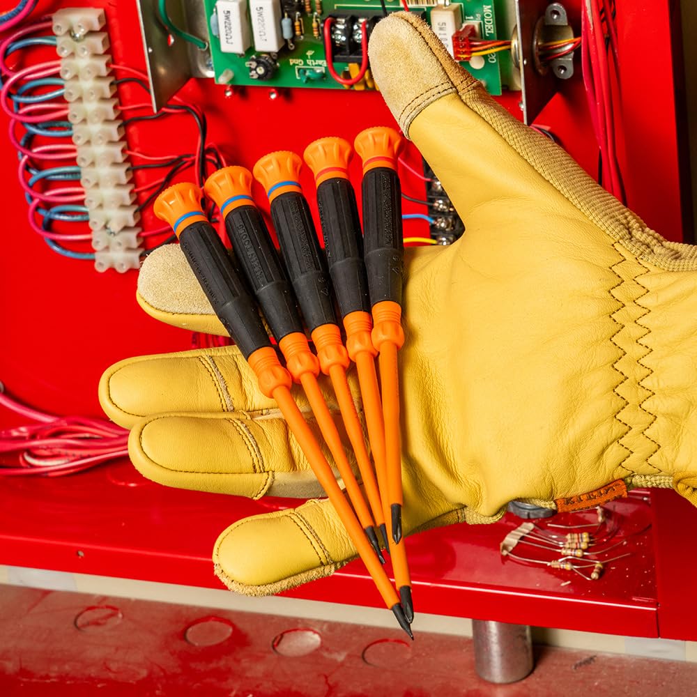 Klein Tools 6254INS Insulated Precision Screwdriver, 1/8-Inch Slotted Mini Electrician Screwdriver, 1000-Volt Cushion Grip Handle