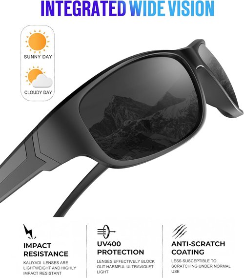 KALIYADI Polarized Sunglasses - Men's Sports Sunglasses with UV400 Protection for Outdoor Activities