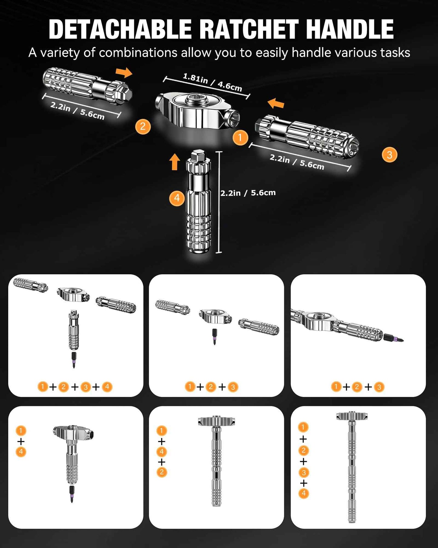 40 in 1 Magnetic Screwdriver Set, Detachable T Handle Ratchet Screwdriver Set, Portable DIY Ratcheting Screwdriver Multi S2 Steel Bits Repair Small Tool Kit for Computer, Mobile, Bicycle, Furniture