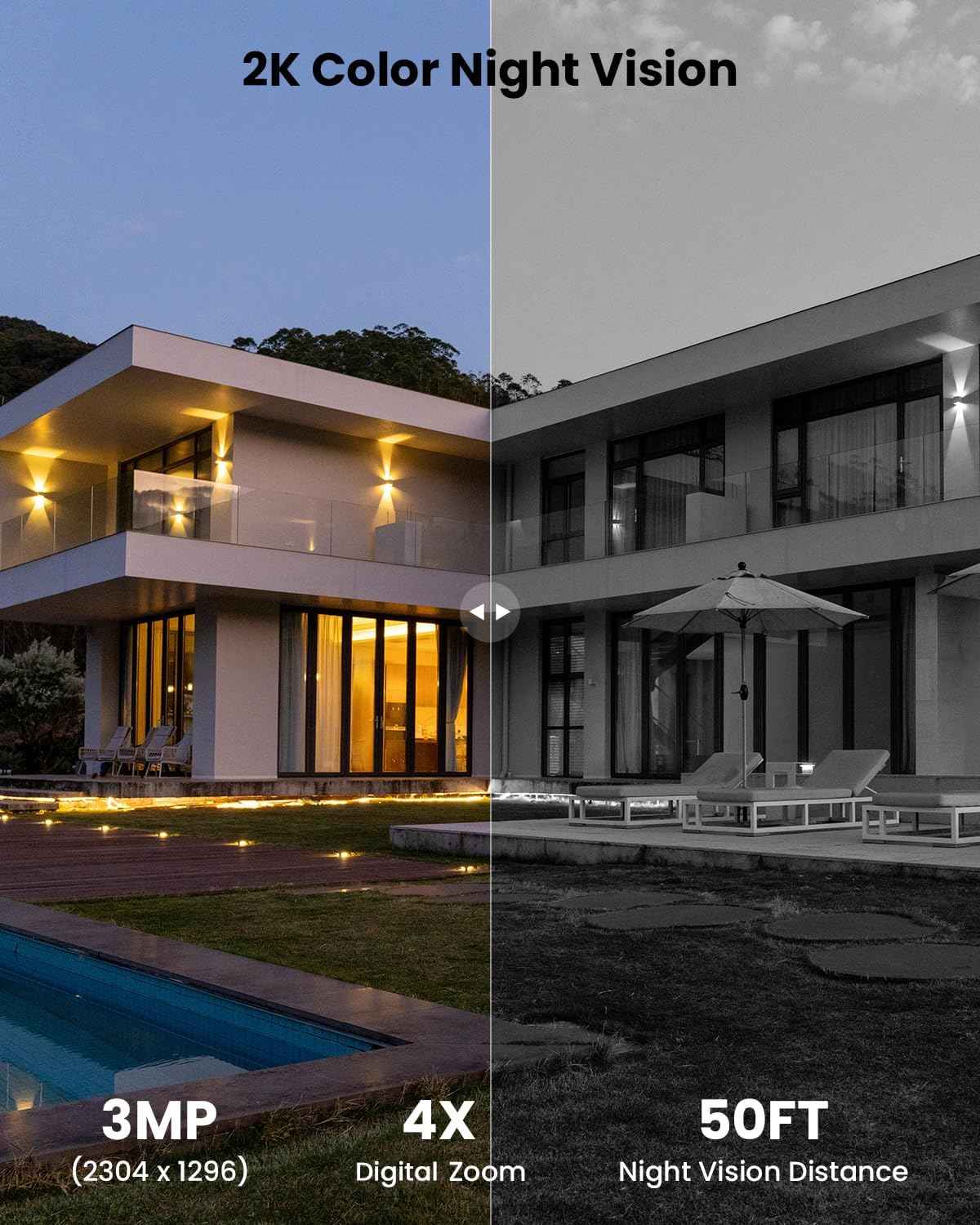 2K Solar Wireless Security Camera - Outdoor Battery-Powered Surveillance with 360° PTZ, Color Night Vision & 2-Way Audio