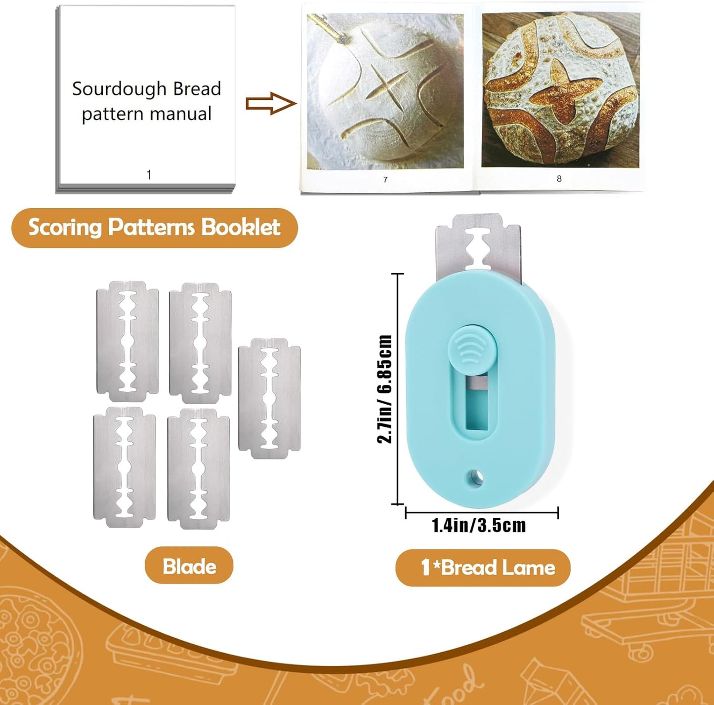 XANGNIER Magnetic Bread Lame - Sourdough Scoring Tool with 5 Razor Blades for Perfect Cuts