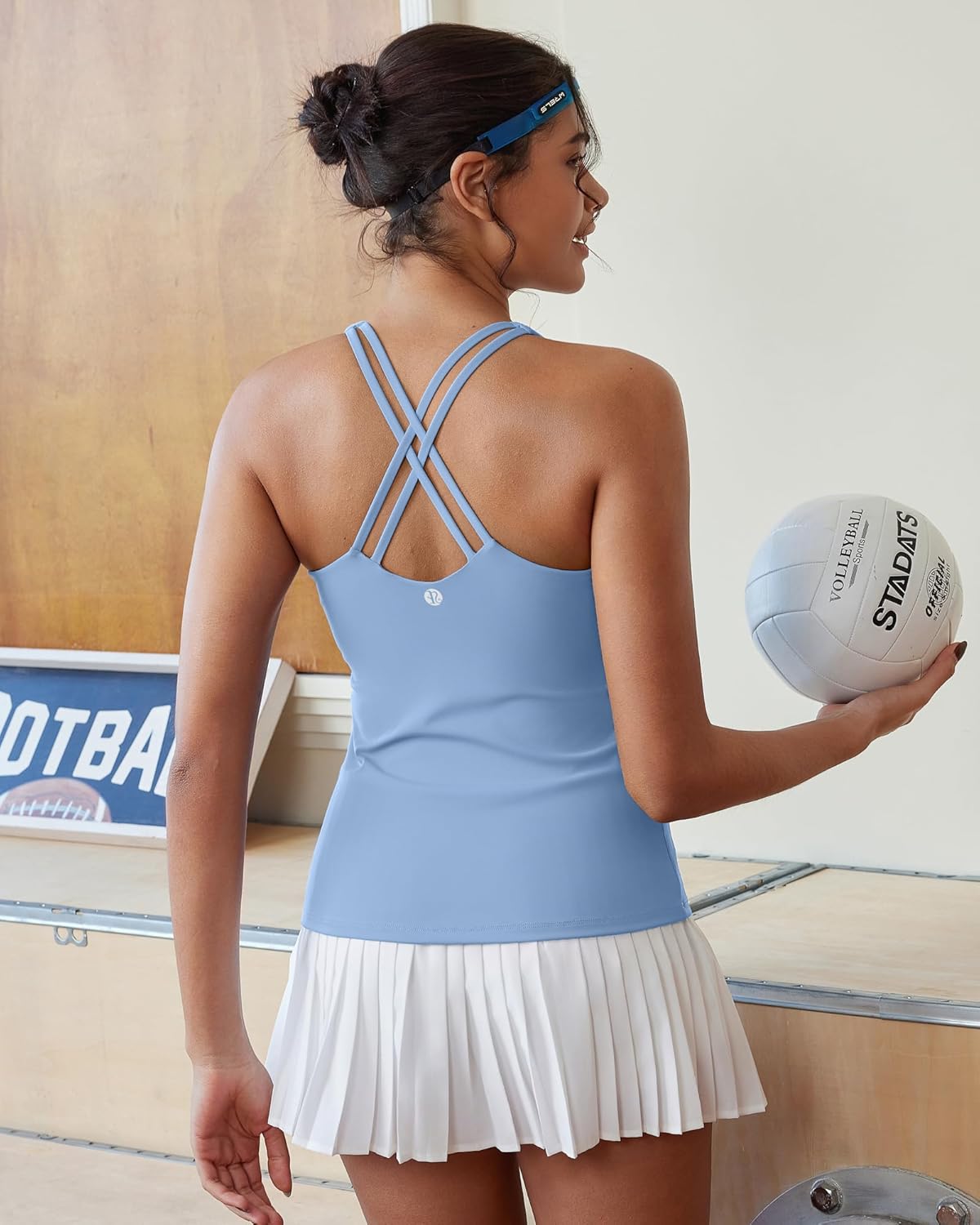 Running Girl Women's Workout Tank Tops - Built-In Bra & Crisscross Back | Padded Athletic Yoga Shirts