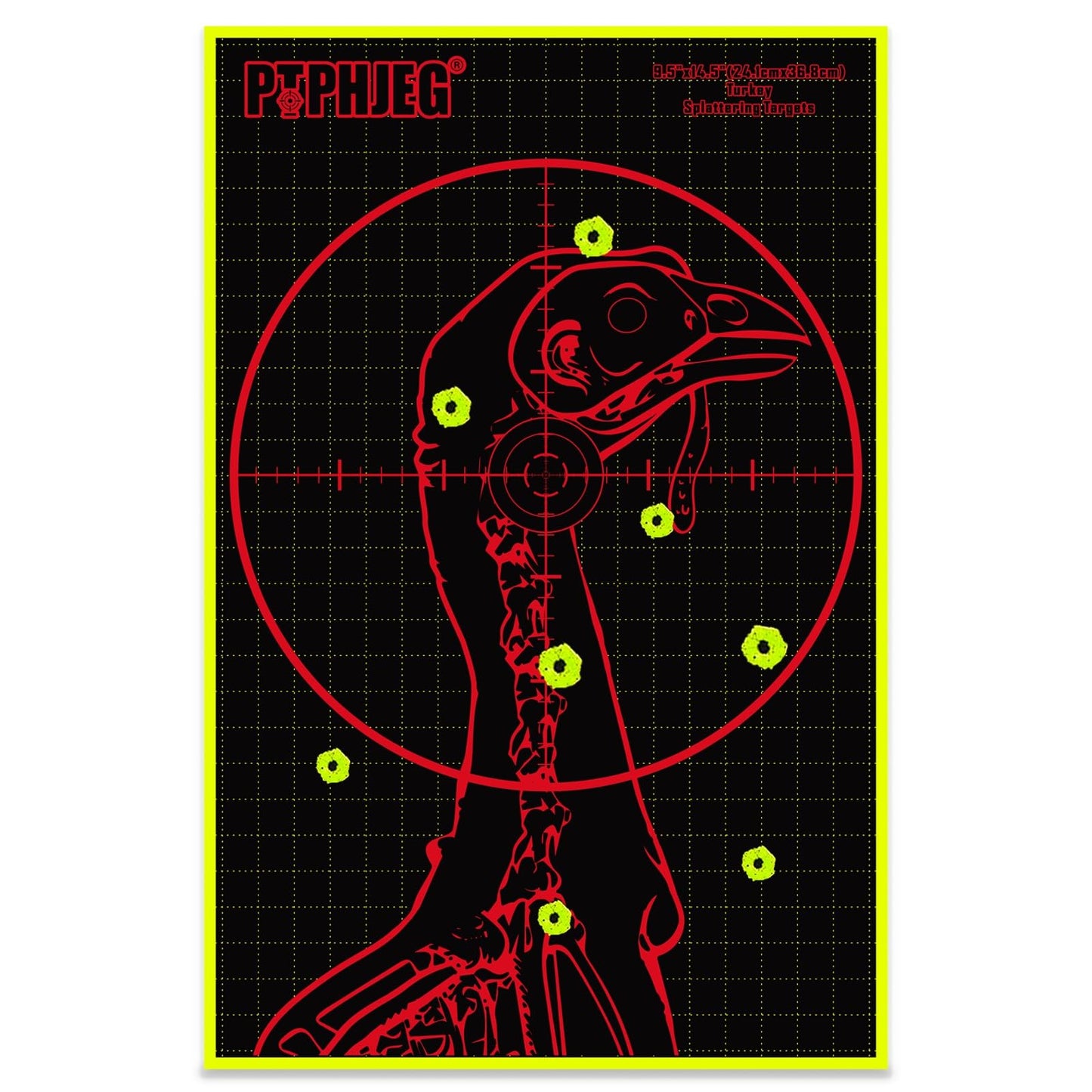PTPHJEG Fluorescent Splatter Turkey Targets - Highly Visible Shotgun Target Sticker for Practice, 9.5×14.5"(10pcs)