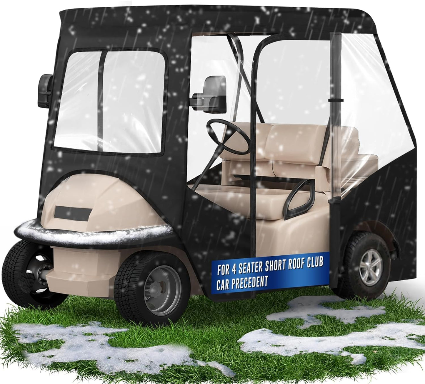 Cholila Cover Updated Golf Cart Enclosure - 4 Passenger Driving Enclosure for Club Car Precedent Short Roof - Golf Cart Rain Cover with Upgrade 600D Oxford and PVC - with Strong YKK Door Zipper