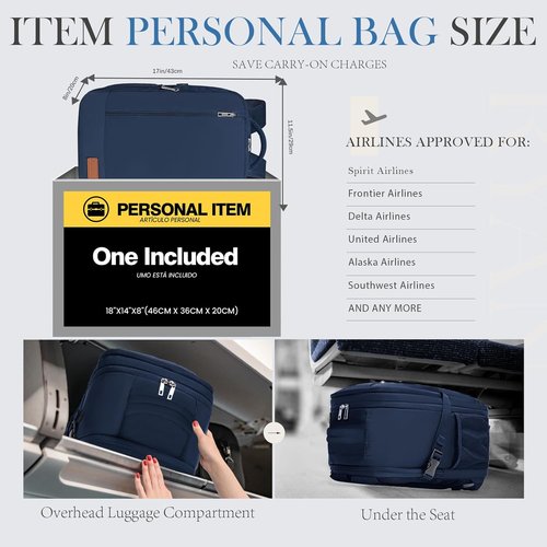 Lossga Travel Backpack - Lightweight Water-Resistant Personal Item Bag | 18x14x8 Inches, Approved for Flights